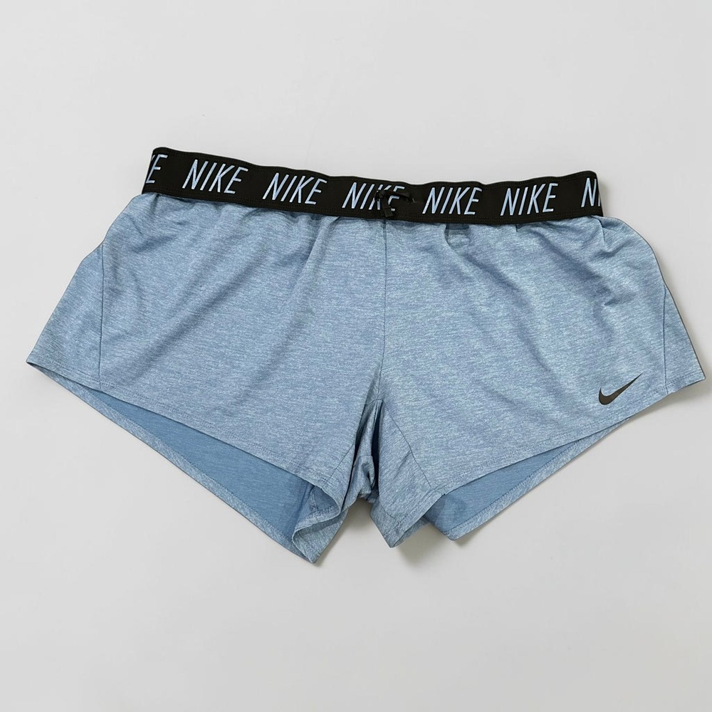 NIKE DRI FIT Flex Training Workout Shorts Blue Heather Foldover Plus‎ Sz 1X Run
